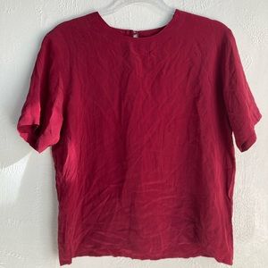 Oscar de la renta silk t shirt burgundy